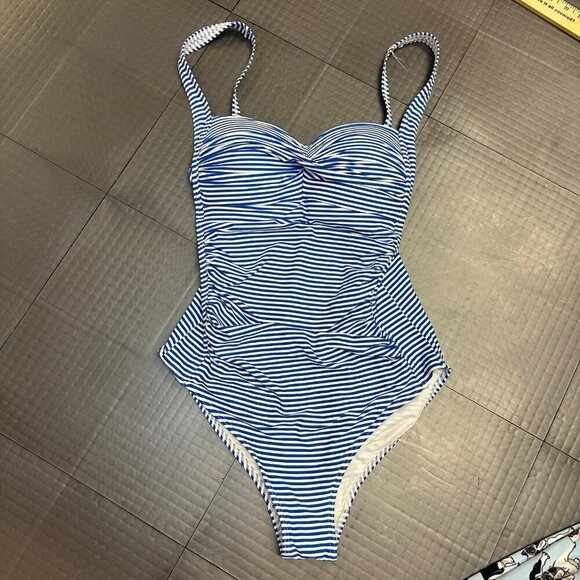 NIPTUCK SWIM WOMENS BLUE AND WHITE STRIP ONE PIECE MULTI FIT CUP SIZE 6 - Picture 1 of 7